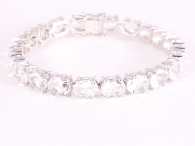 Zilveren tennisarmband met bergkristal