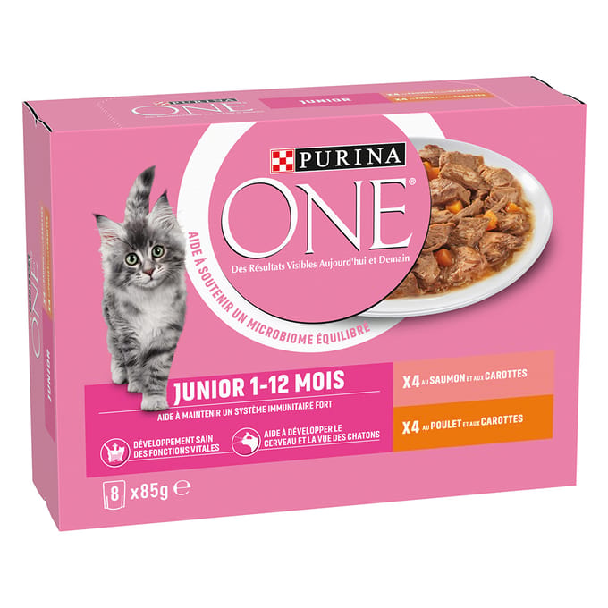 Purina ONE Kattenvoer Nat Junior Kip & Zalm - 8 x 85 gr