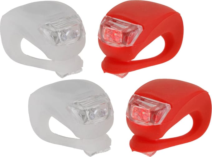 XQMax Fietsverlichting/lampjes - 4x stuks - LED - siliconen - voor en achter licht