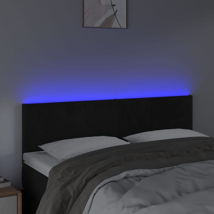 vidaXL - Hoofdbord - LED - 144x5x78/88 - cm - fluweel - zwart