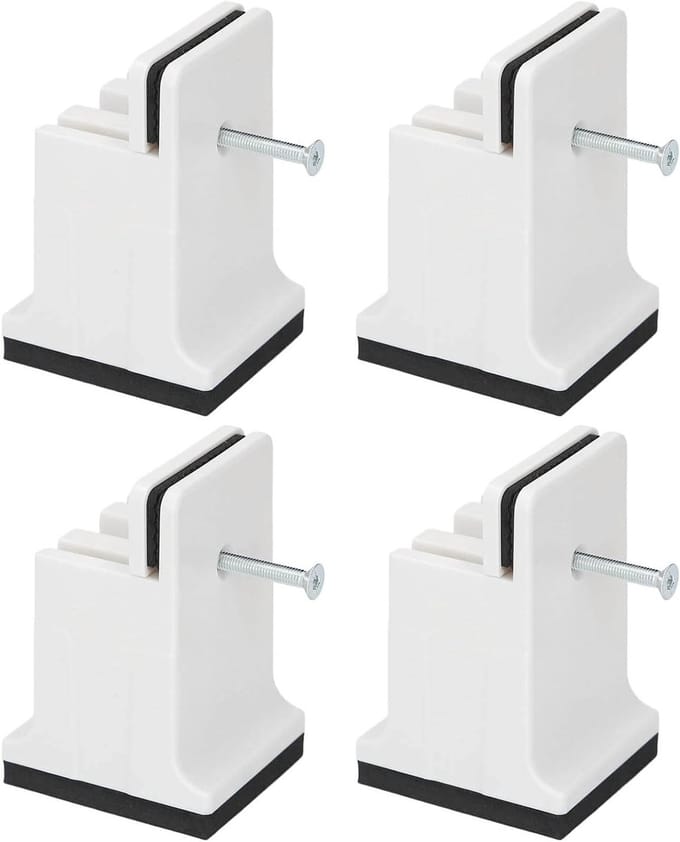 Verstelbare Meubelverhogers met Schroefklem - Rubberen Verhogers voor Zware Meubels, Sofa en Bedden (Wit)