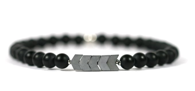 IbizaMen - Matte onyx - 6mm - Hematiet mat pijlen - 19cm
