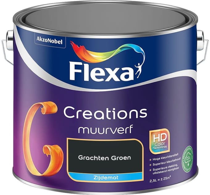 Flexa - Creations Muurverf Zijdemat - Grachten Groen - Mengverf - 2,5 L