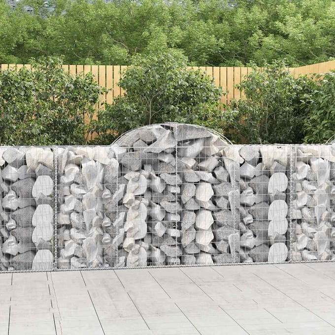 vidaXL - Schanskorven - 4 - st - gewelfd - 200x50x100/120 - cm - ijzer