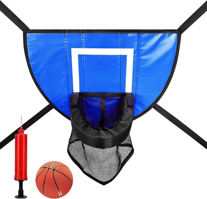 Trampoline Basketbalmand - Mini Basketbal Set - Binnen Spelen - Universele Pasvorm - 39 x 30 x 9 cm - Blauw