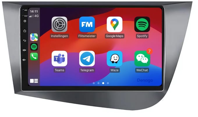 CarPlay autoradio geschikt voor Seat Leon | 2005 t/m 2012 | Android 16 | Draadloos Apple CarPlay & Android Auto | 2GB + 32GB | QuadCore processor | Denago DNG-A21 | 2025 model | 2005 2006 2007 2008 2009 2010 2011 2012 | Bluetooth & Wifi