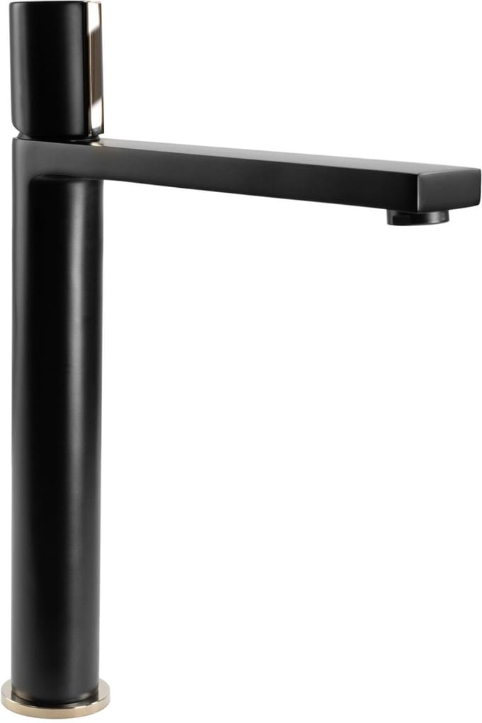 Rea Icon Black/Gold High - Wastafelkraan - Zwart