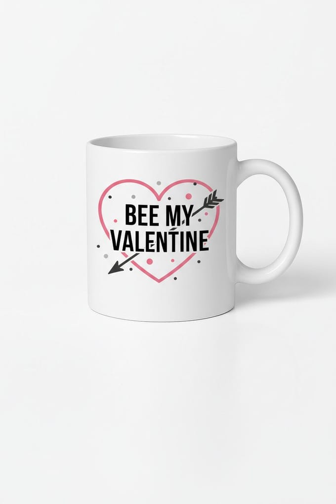 Valentijn Mok 'Bee My Valentine' met Hart en Pijl - Romantisch Cadeau
