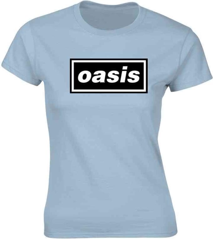 Oasis - Decca Logo Dames T-shirt - L - Blauw