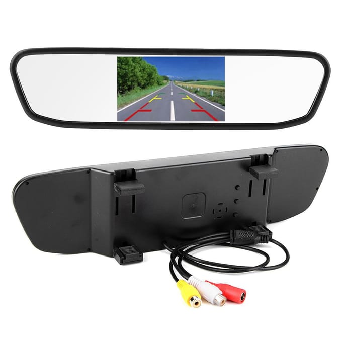 Moniteur Rétroviseur de Voiture 4,3 pouces Écran LCD TFT HD 2 Canaux Entrée Vidéo gray