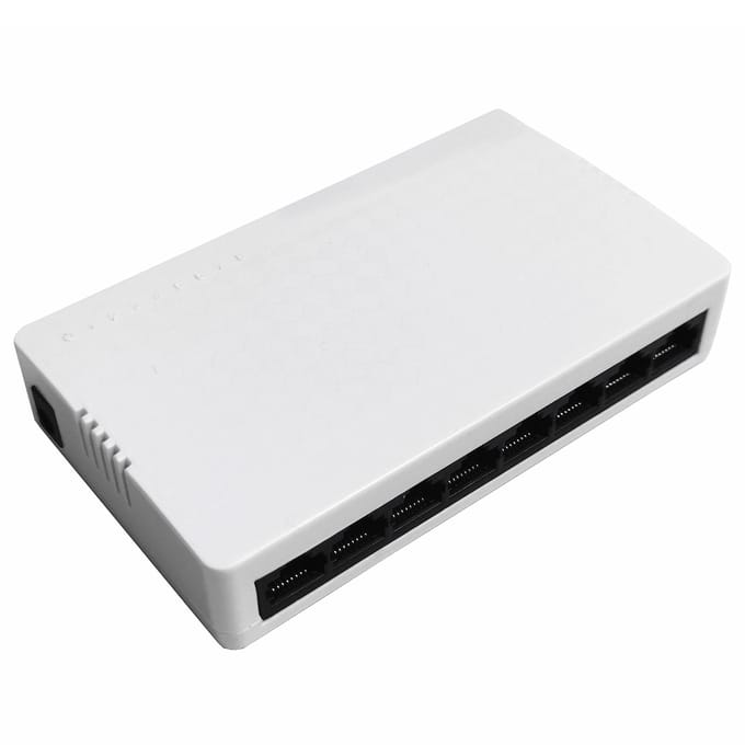 8-poorts 100M Switch Ethernet Switch 8 Adaptieve 10/100Mbps Ethernetpoorten Laag Stroomverbruik Breed EU Plug wit
