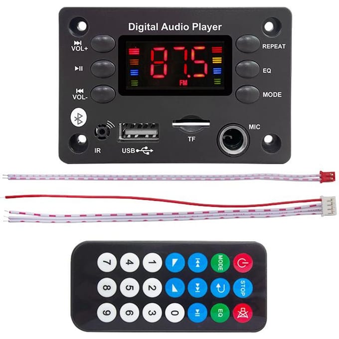 DC 5V 12V Bluetooth 5.0 Decoder Board Auto Handsfree Audio Modules USB TF FM Radio Mp3 Muziekspeler black