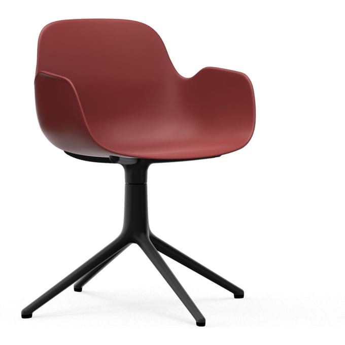Normann Copenhagen - Form Draaifauteuil - rood - aluminium zwart