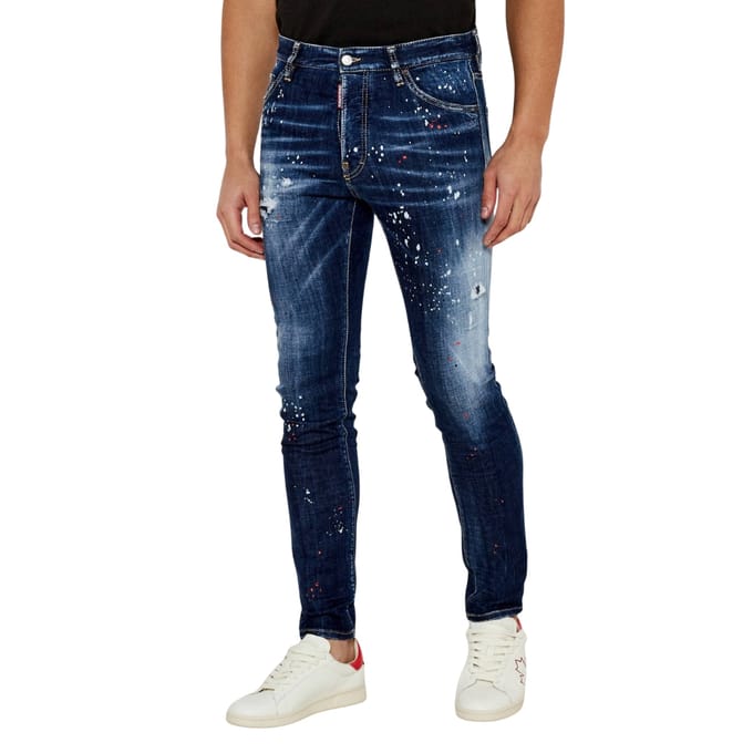 Dsquared2 Marineblauwe Cool Guy Jeans Met Verfspatdesign