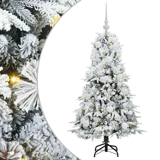 vidaXL - Kunstmatige - Hinged - Kerstboom - met - 150 - LED - Wit - 120 - cm - PE - en - PVC