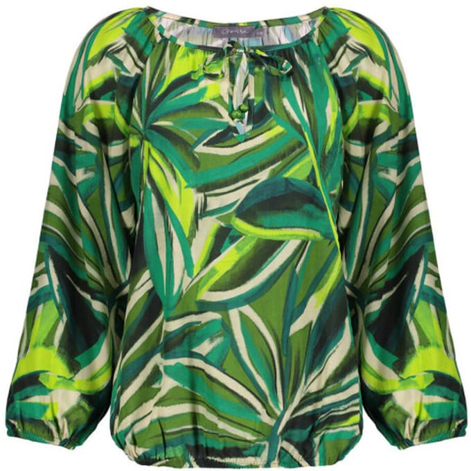 Geisha Top Ecru/green Größe: XL | Longsleeves Outlet | Damen | Braun