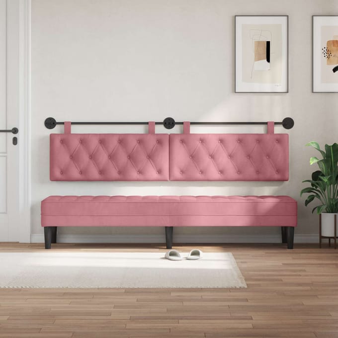 vidaXL - Hangend - hoofdbord - Roze - Fluweel