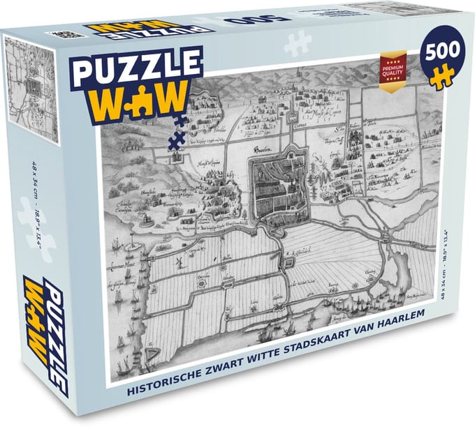 Puzzel Stadskaart - Haarlem - Historisch - Legpuzzel - Puzzel 500 stukjes - Plattegrond