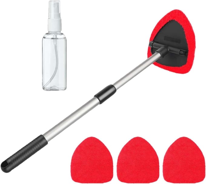 Ruit Reiniger - Auto Glasborstel - Auto Interieur Onderhoud - Verstelbare Handgreep - 33-55 cm - Blauw Rood