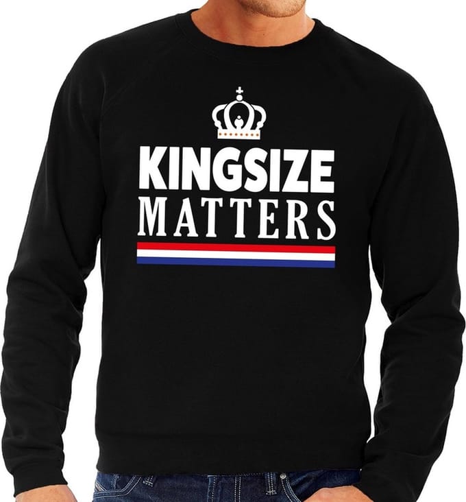 Zwarte Kingsize matters sweater - Trui voor heren - Koningsdag kleding S