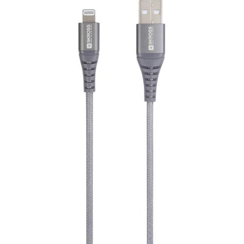 Skross SKCA0011A-MFI120CN USB-kabel USB 2.0 USB-A stekker 1.20 m Grijs Rond, Flexibel, Stoffen mantel