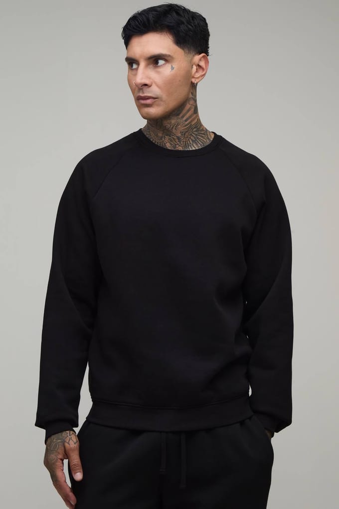 Tall Essential Regular Fit Raglan Sweater Met Lange Mouwen | Black | Size 2XL