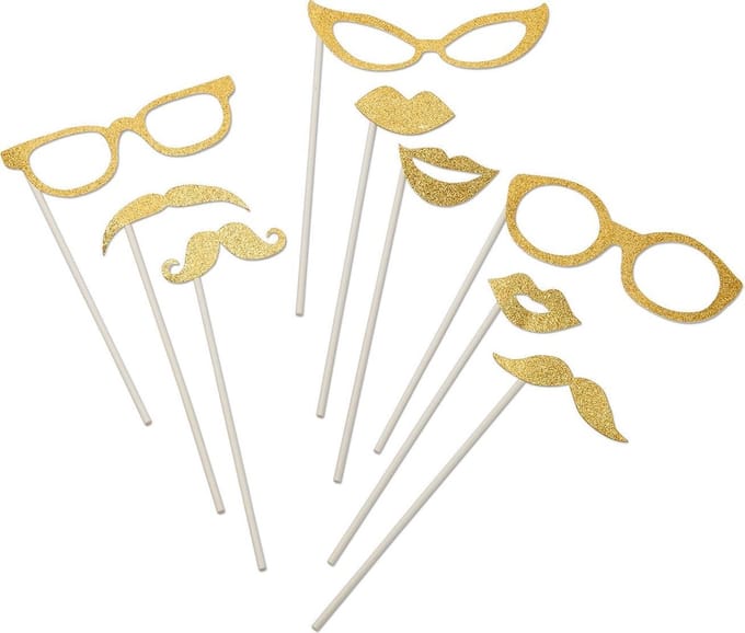ARTYFETES - Goudkleurige photobooth set met glitters