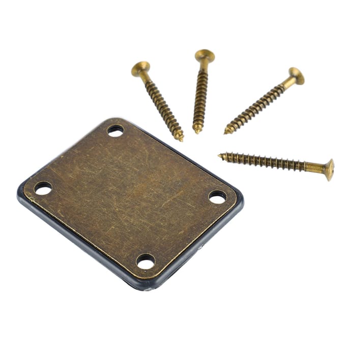 Elektrische Gitaar Halsplaat Bas Versterkend Metalen Accessoires 4 Gaten met Schroeven brown