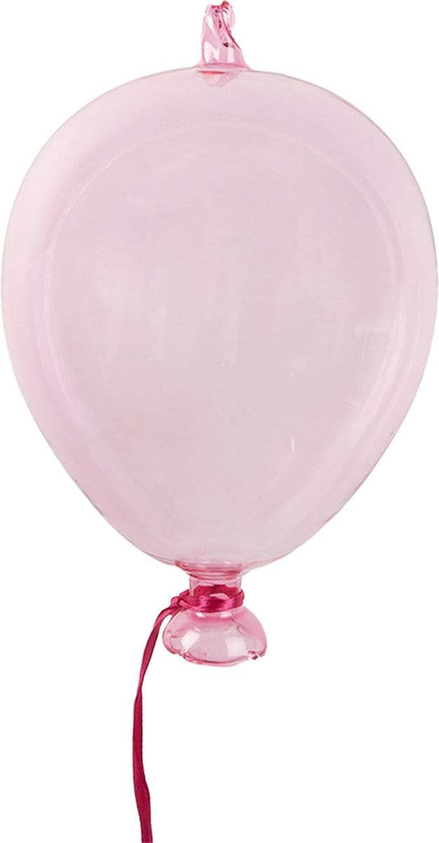 Clayre & Eef Decoratie Hanger Ballon Ø 10x17 cm Roze Glas