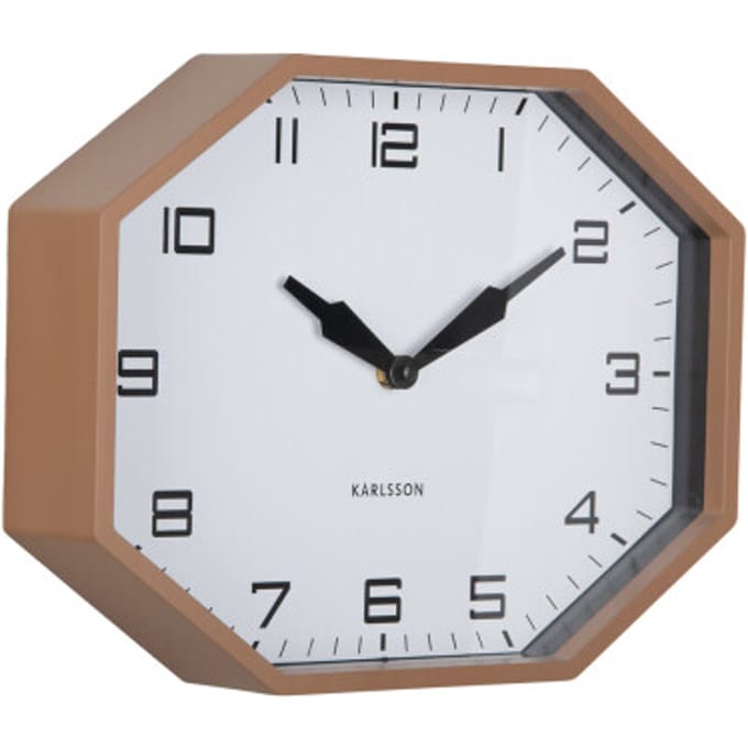Karlsson - Wandklok Modern Factory Octagon - Mocha brown & black