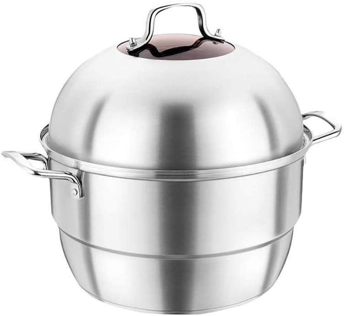 Stoompan RVS - Kookpan Soeppan - Gezond Koken - Composiet Bodem - 24 cm - Zilver