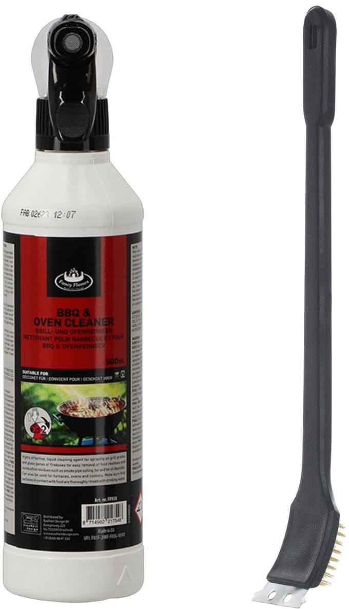 BBQ reinigingsset - barbecue schoonmaakborstel - reiniging spray