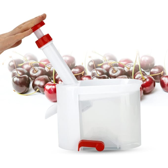 Plastic Kersenontpitter Druiven Zaden Verwijderaar met Container Thuis Reizen Fruit Gadget white