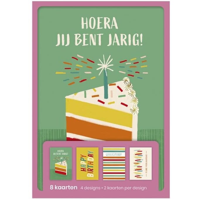 Hallmark wenskaarten | hoera jij bent jarig | blister van 8 stuks