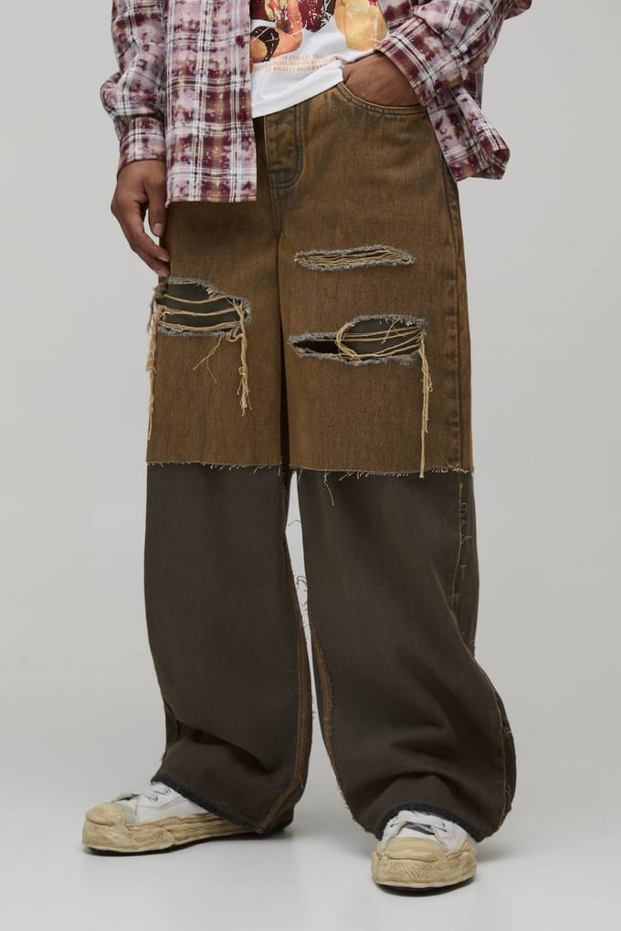 Gescheurde Overlay Baggy Fit Jeans | Light Wash | Size 28