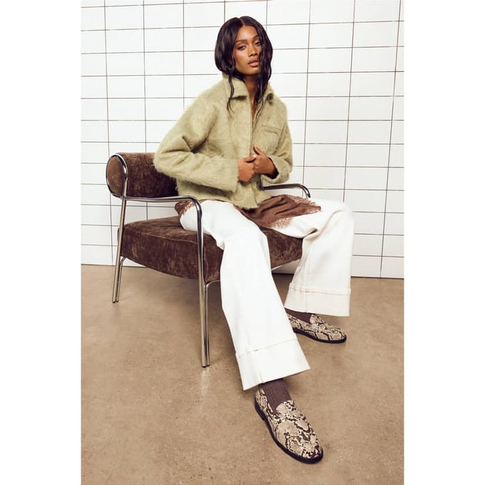 boohoo Dames Snake Platte Loafers | Slangenprint | Maat: 38