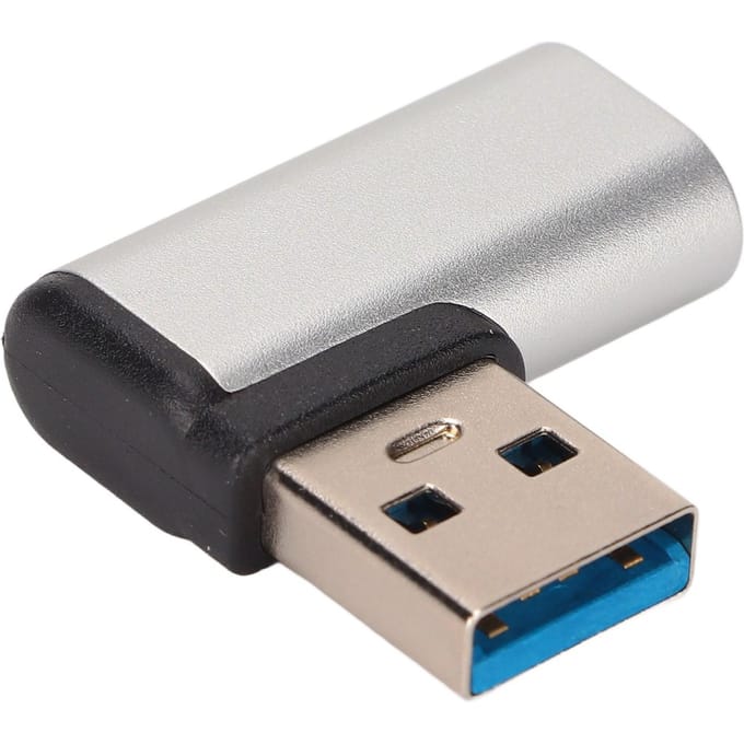 90 Graden USB 3.0 naar Type C Adapter 3A 10GBPS USB Linker Hoek Adapter voor Mobiele Telefoons Tablets Harde SchijvenZilver zilver