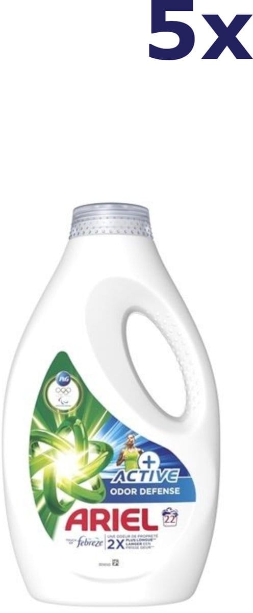 5x Ariël Liquid - 22sc990ml - +active odor defense wasmiddel