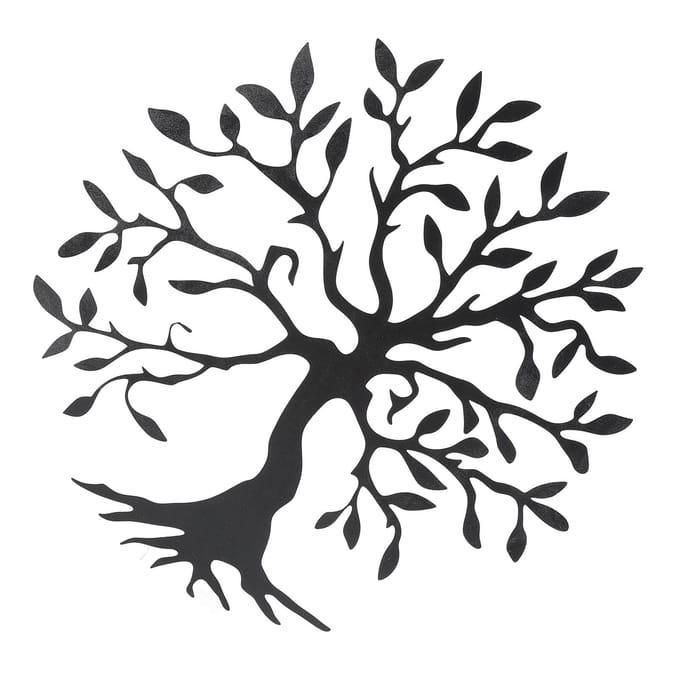 Décoration murale en métal représentant un arbre de vie, 30 cm, noire, pour salon gray