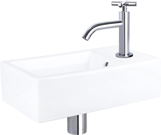 Differnz Force Fonteinset - Keramiek - Kraan kruis chroom - 40 x 22 x 11.5 cm