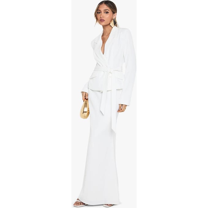 boohoo Dames Occasion Tailored Maxi Skirt | Ivoor | Maat: 36