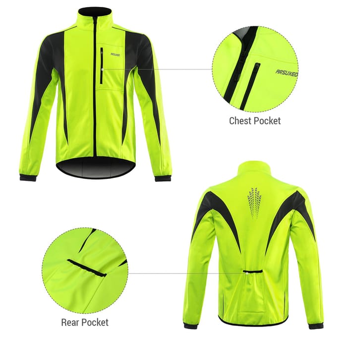 Winter Warm UP Fietsjack Ademend Fiets Buitenjas Winddicht Waterdicht Fietsjack groen