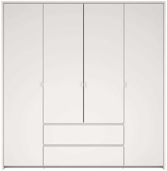 Next kledingkast 4 deuren 2 lades 197x200cm wit.