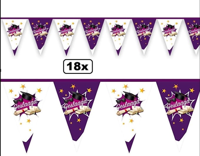 18x Vlaggenlijn Geslaagd 6 meter