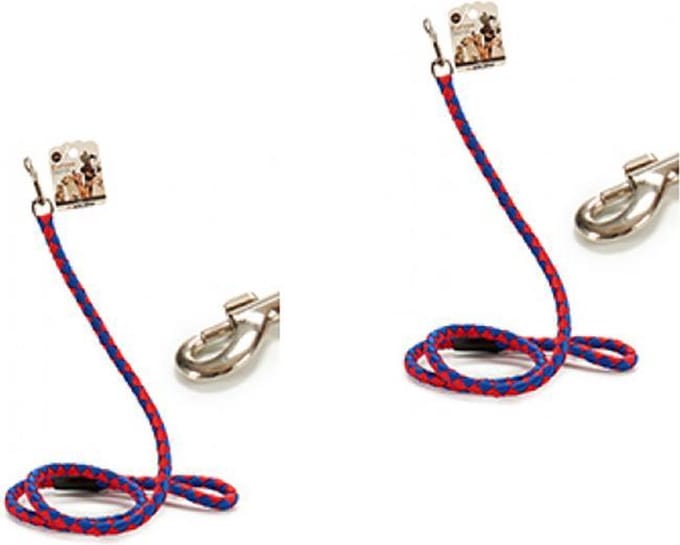 Hondenriem – Lijn – Mascow – Rood/Blauw Geruit– 120cm - 2 stuks