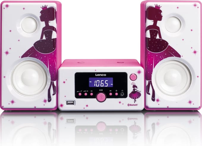 Lenco MC-020 Princess - Micro set with FM Radio Bluetooth® USB and AUX ingang - Princess