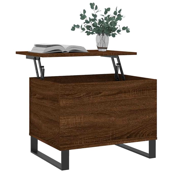vidaXL - Salontafel - 60x44,5x45 - cm - bewerkt - hout - bruin - eikenkleur