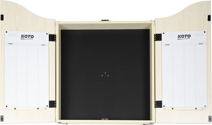 KOTO - Dartbordkast - Licht Eiken (63 cm x 49 cm x 8 -5 cm) - 2 Whiteboard Scoreborden