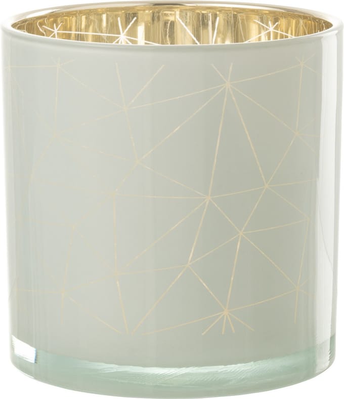 J-Line windlicht Milano - glas - wit/goud - large