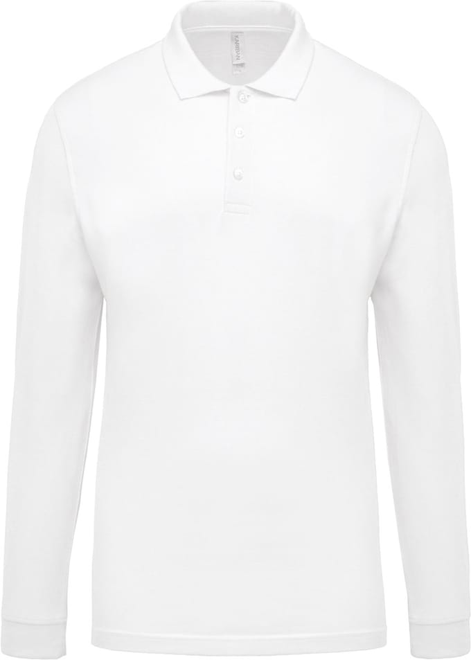 Kariban Piqué-herenpolo lange mouwen K256 - White - 4XL
